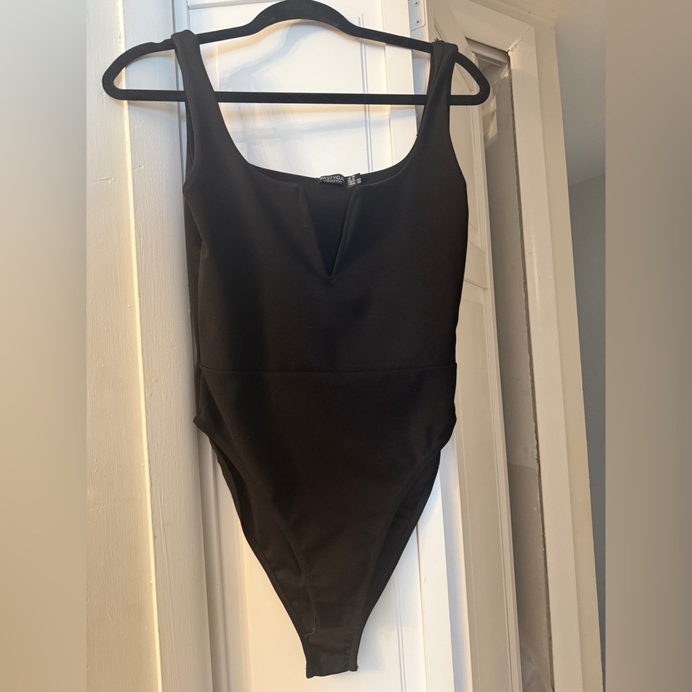 Nasty Gal black v cut body suit